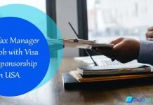 Tax Manager Job with Visa Sponsorship in USA – Apply Now Tax Manager Job with Visa Sponsorship in USA